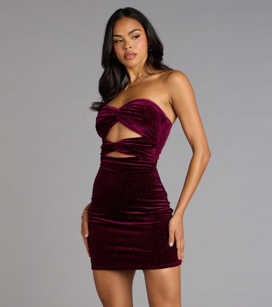 Starlit Velvet Cutout Twist Mini Dress Airily