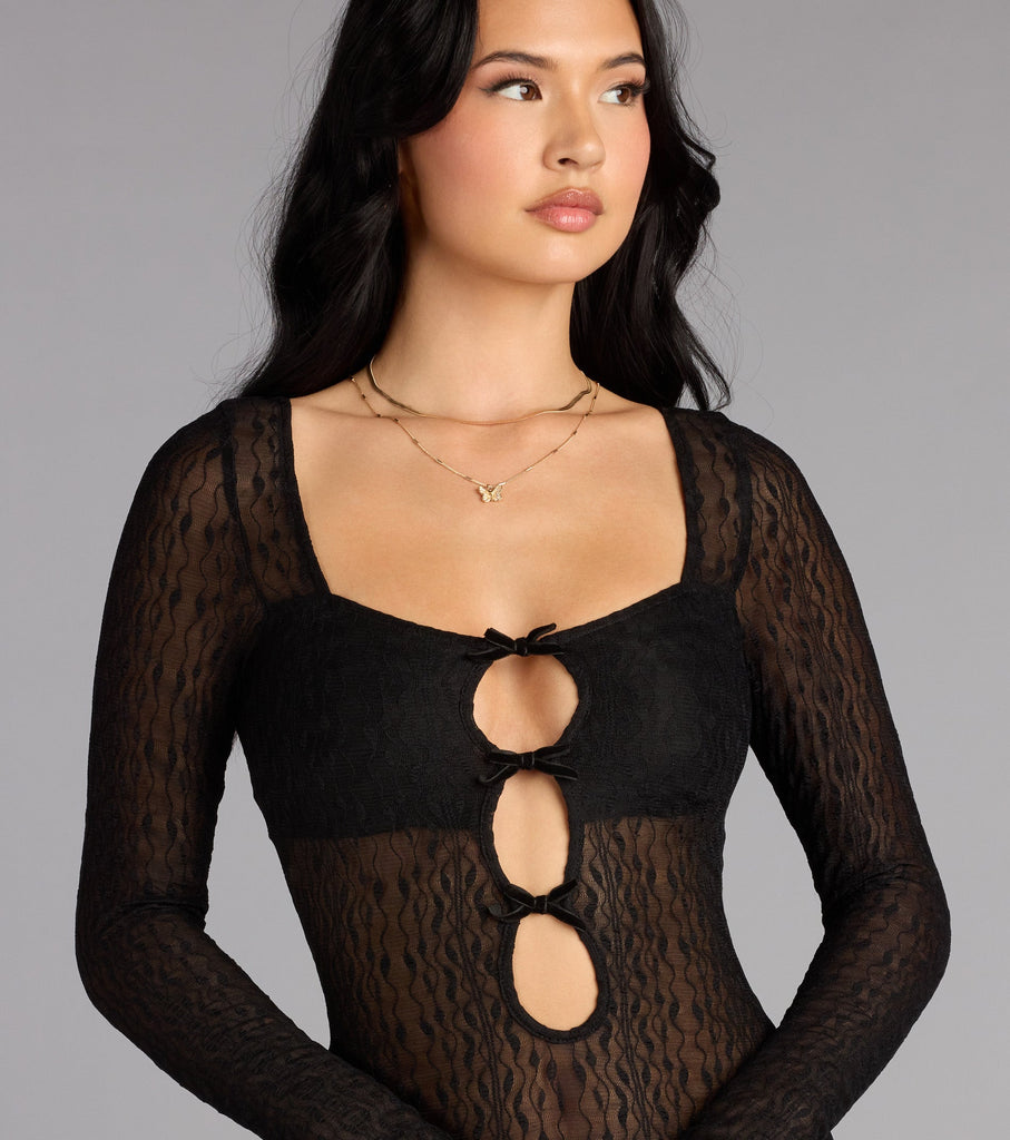 Whisper Bloom Lace Keyhole Mini Dress Airily