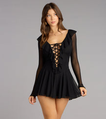 Whisper Lace Sheer A-Line Mini Dress Airily