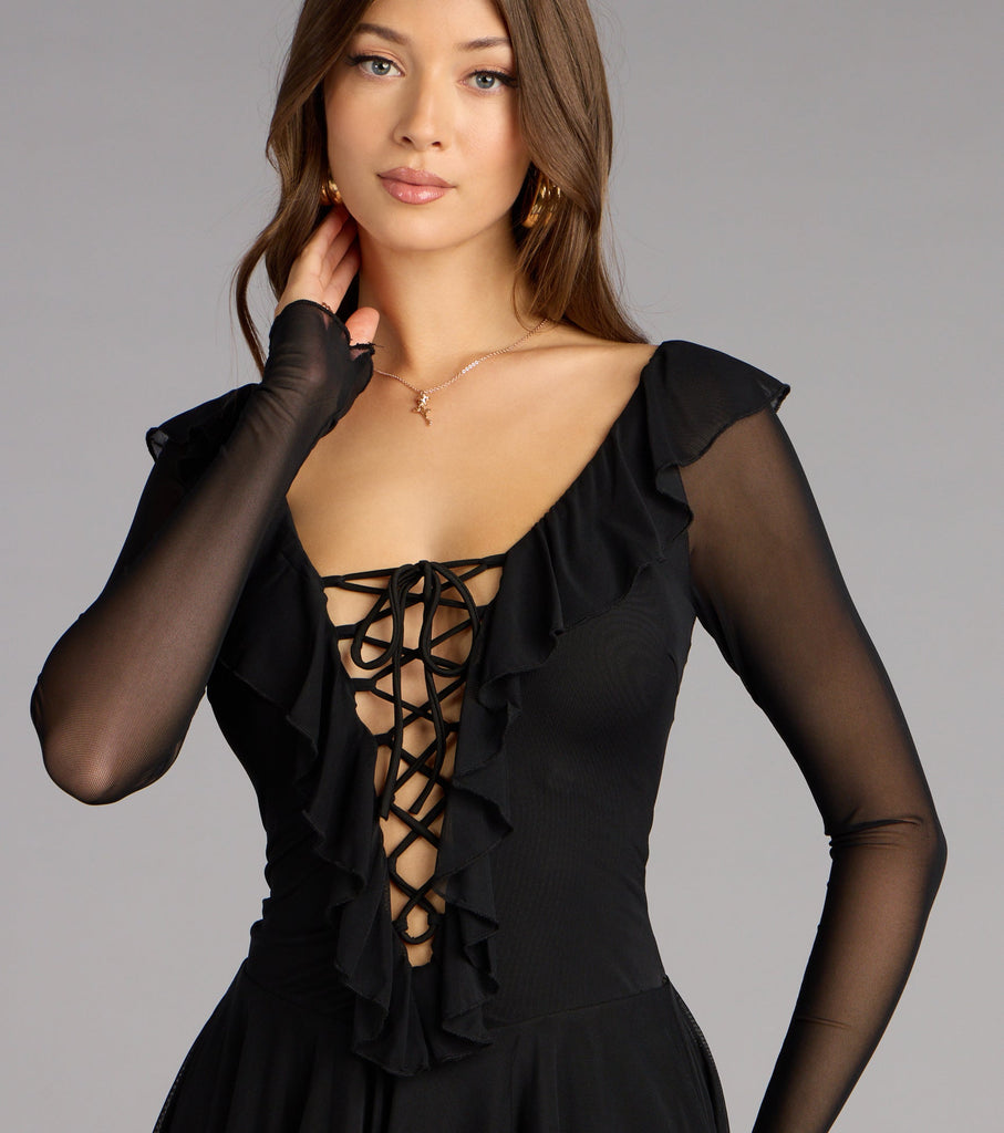 Whisper Lace Sheer A-Line Mini Dress Airily