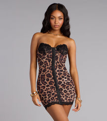 Wild Aura Leopard Corset Mini Dress Airily