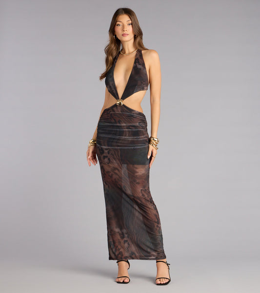 Mirage Edge Sheer Halter Maxi Dress Airily