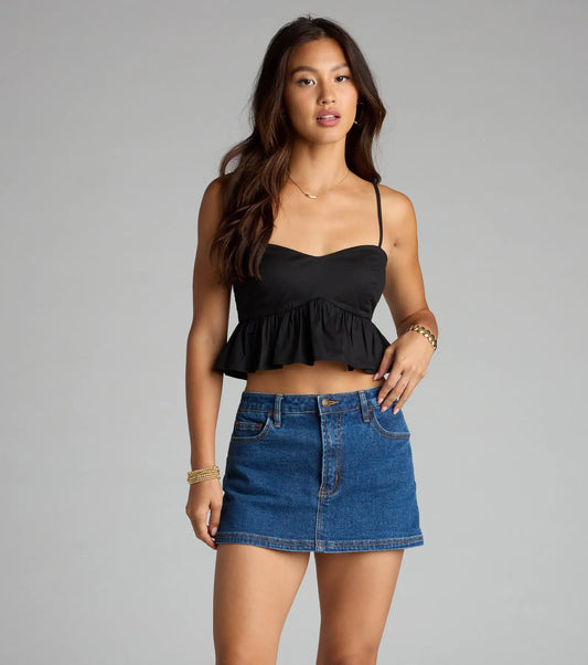 Sweetheart Status Babydoll Crop Top Airily