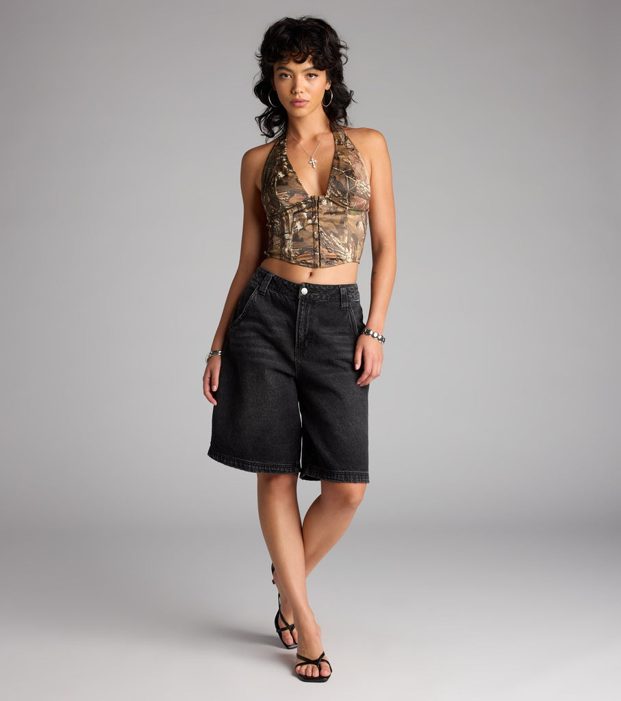 Camo Crush Plunge Halter Corset Top Airily