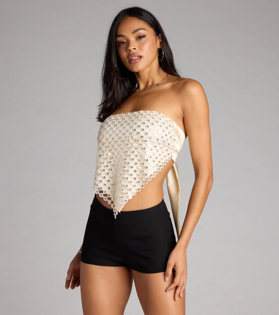 Sweet Like Fringe Sequin Hanky Top Airily