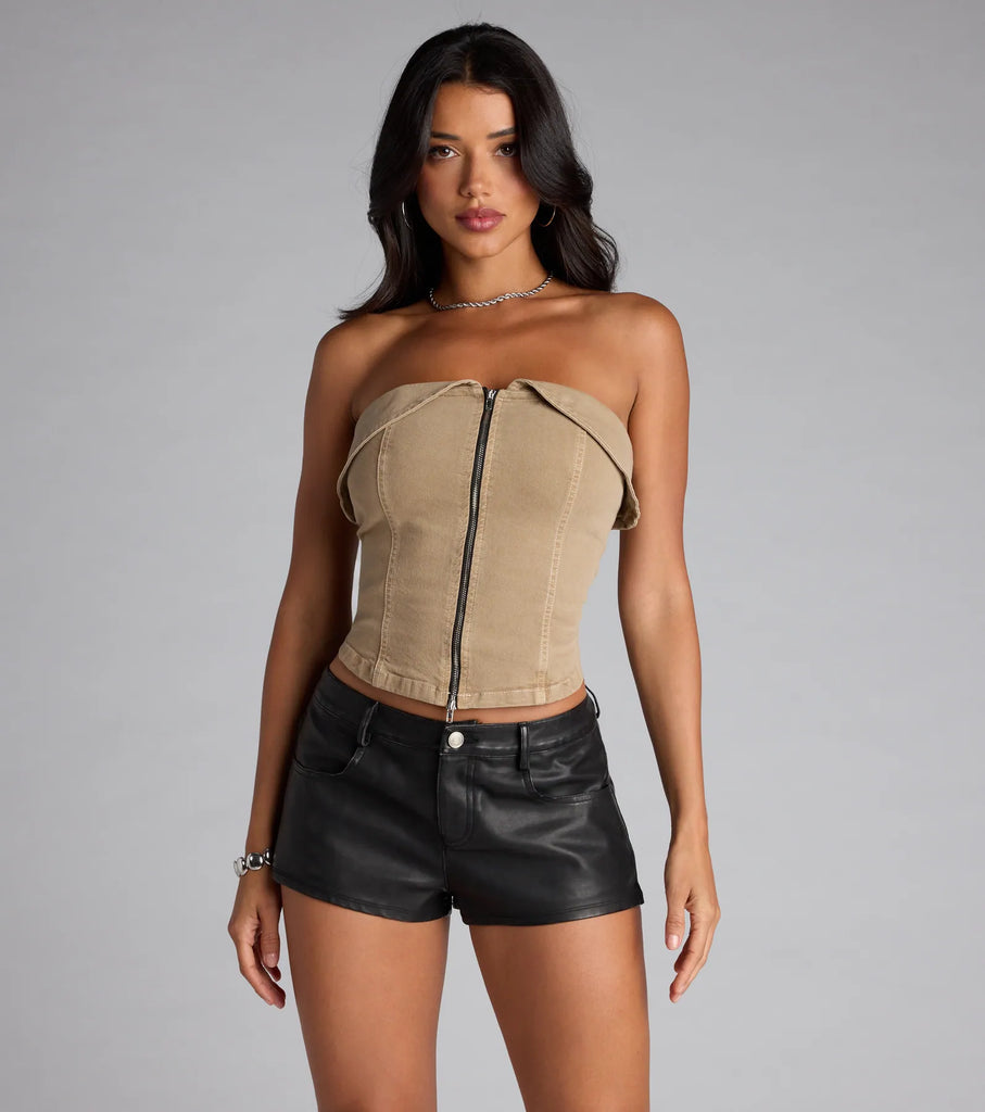 Zip It Up Foldover Tube Top Airily