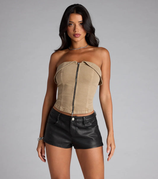 Zip It Up Foldover Tube Top Airily