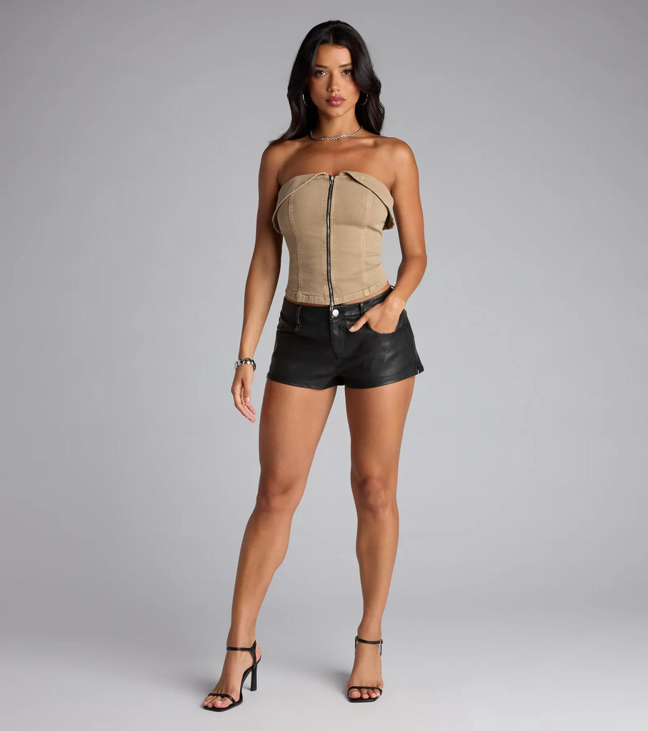 Zip It Up Foldover Tube Top Airily