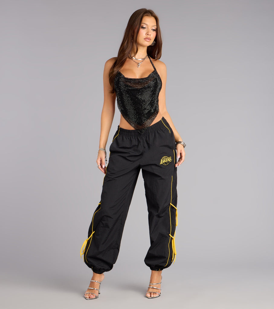 Rhinestone Chainmail Cowl Halter Crop Top Open Back Synthetic Airily