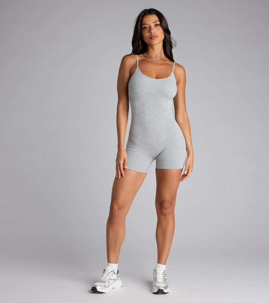 Sleeveless Knit Romper Scoop Back Adjustable Straps Airily