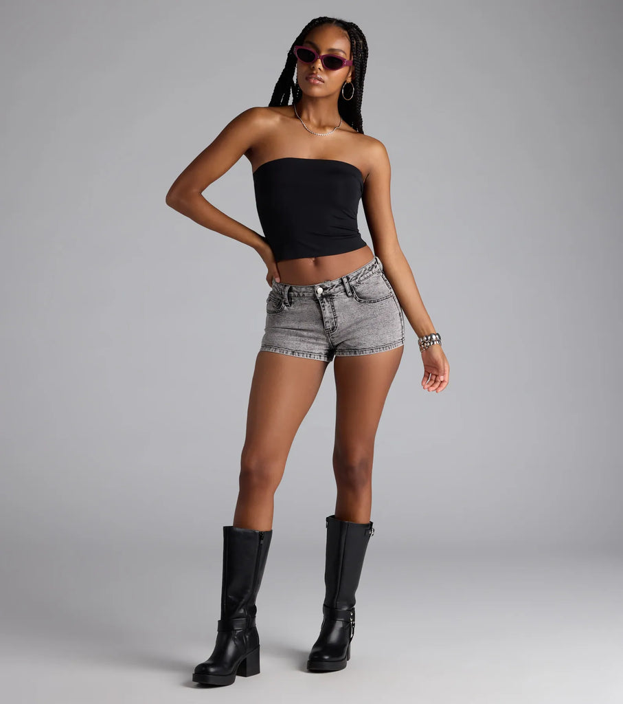 Slinky Knit Bandeau Top Strapless Cropped Summer Top Airily