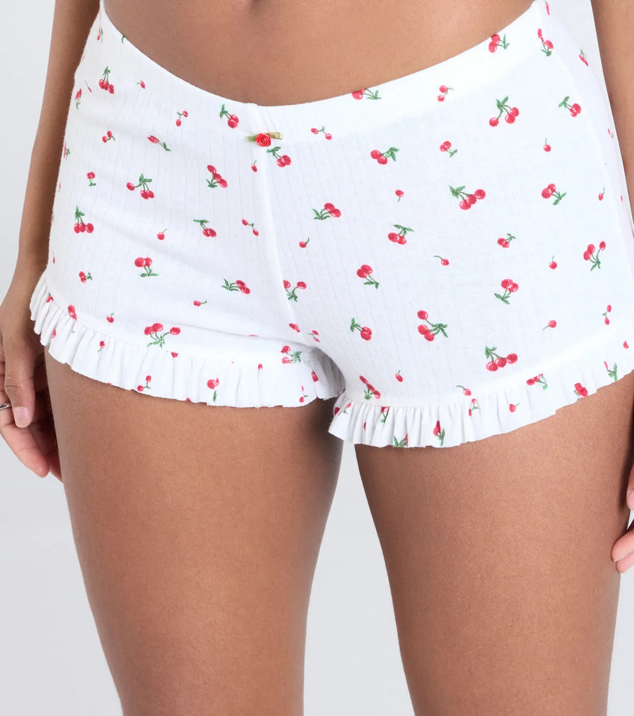 Cutie Cherry Pointelle Pajama Shorts Airily