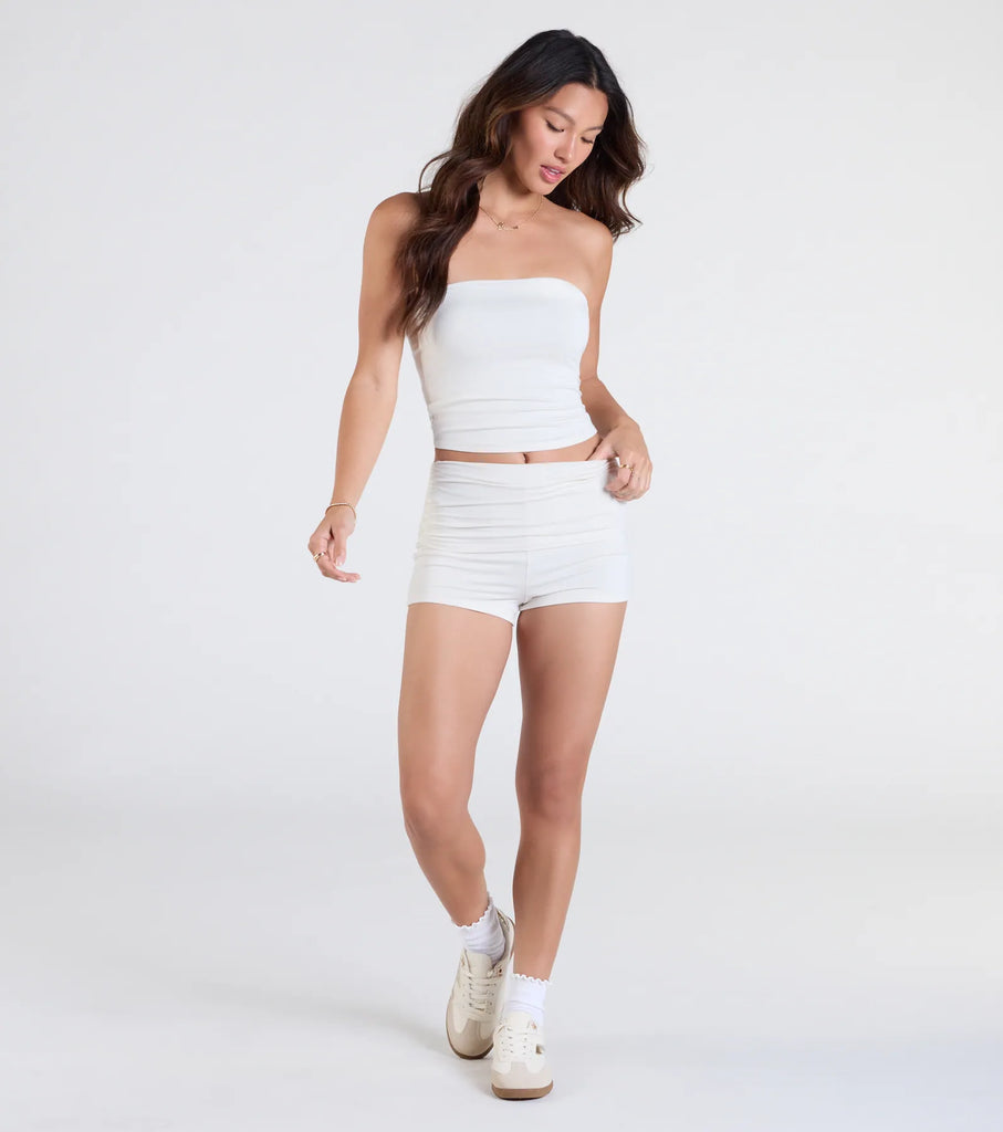Cozy Folded-Waist Pajama Shorts Airily