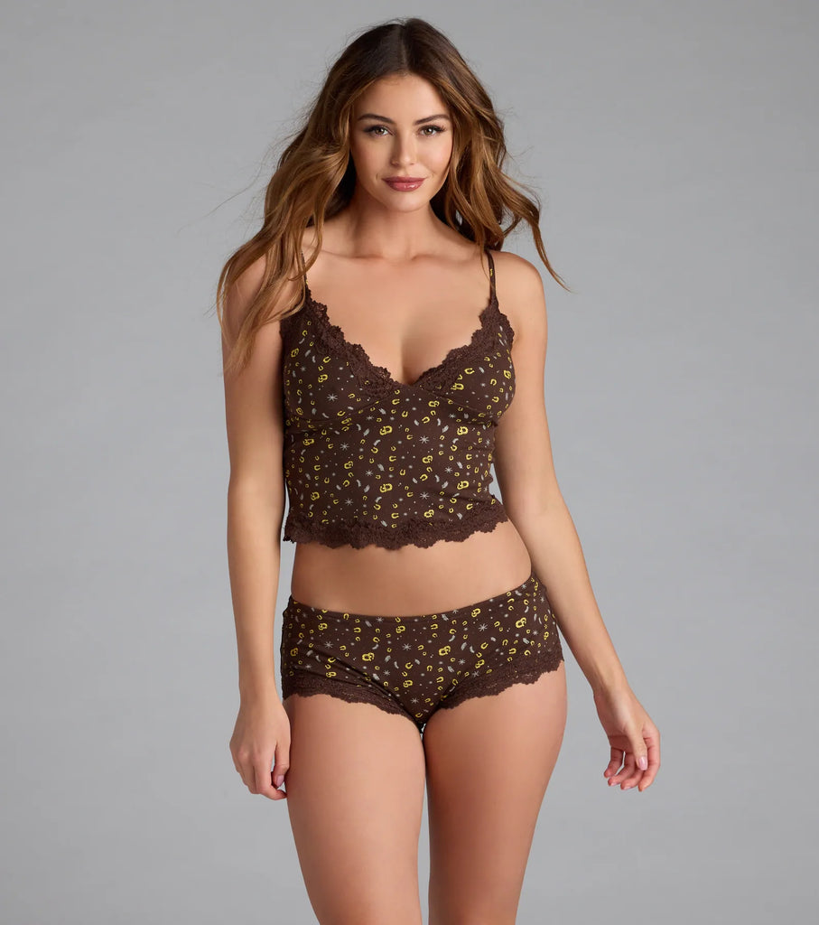 Cutie Horseshoe Lace Pajama Shorts Airily