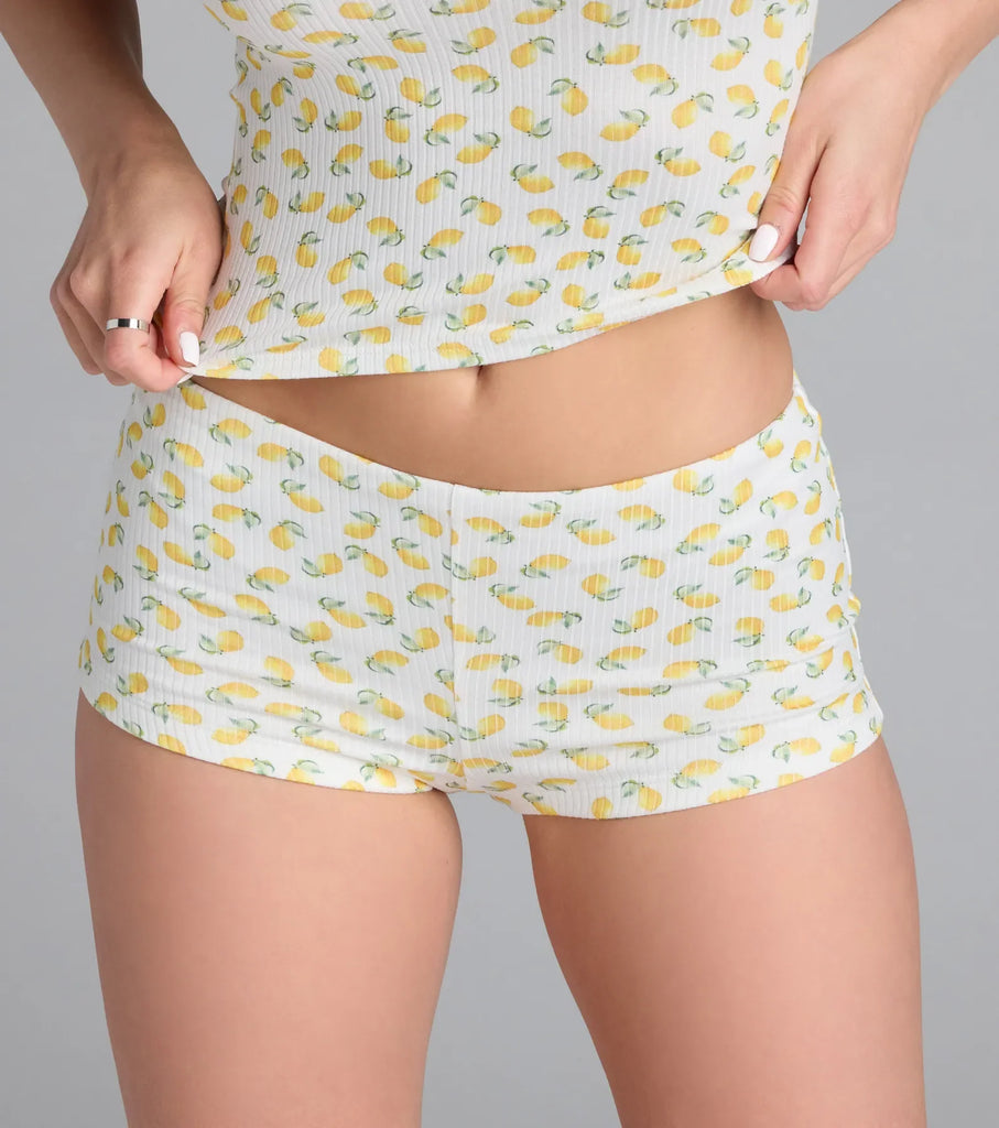 Cutie Lemon Knit Pajama Shorts Airily