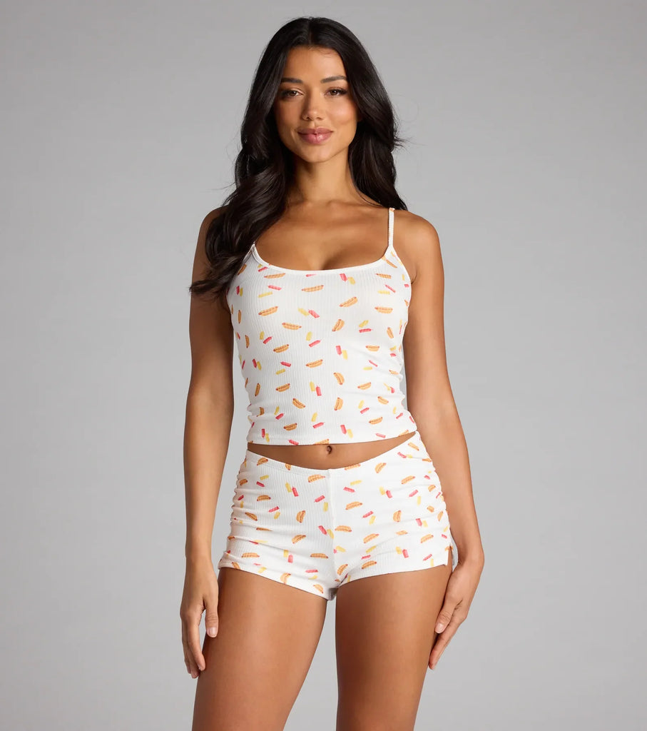 Cutie Hot Dog Rib Pajama Top Airily