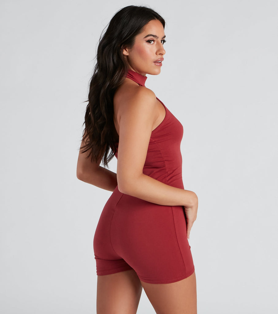 Halter Knit Romper with Open-Back Detail – Airily