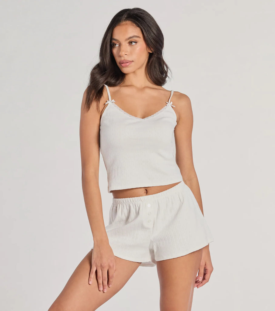 Cozy Pointelle High-Rise Pajama Shorts Airily