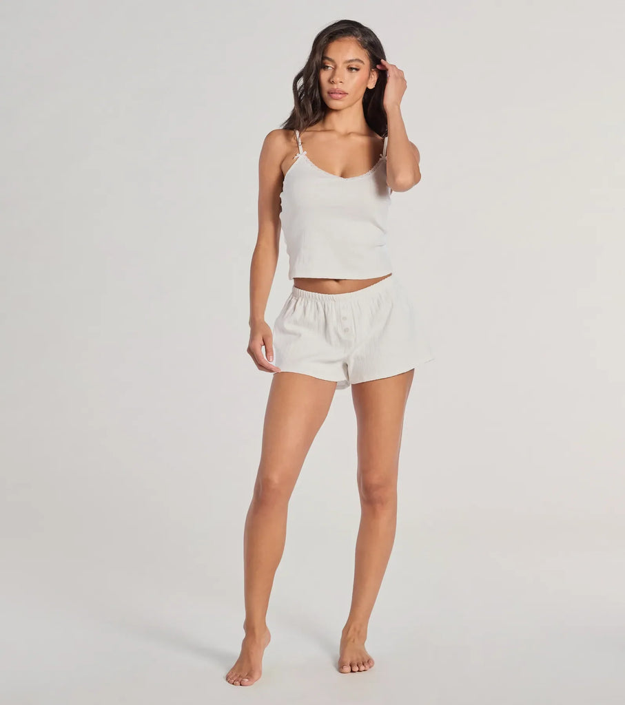 Cozy Pointelle High-Rise Pajama Shorts Airily