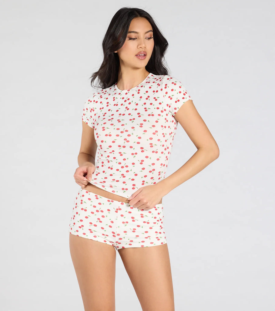 Cutie Cherry Rib Pajama Top Airily