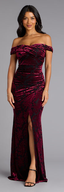 Velvet Off-The-Shoulder Sweetheart Mermaid Dress