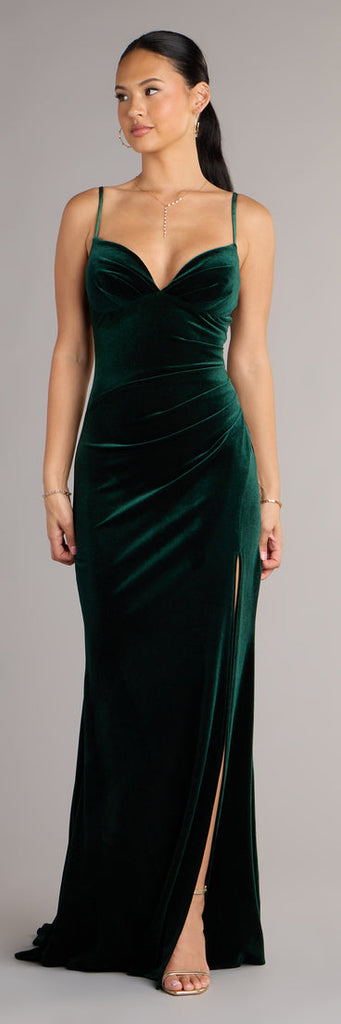 Velvet Sweetheart Slit Mermaid Formal Dress